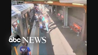 Boy falls into gap between train and platform [upl. by Mastrianni792]