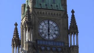 Ottawa Ontario Canada  Parliament Hill  Peace Tower Rings HD 2015 [upl. by Gaige787]