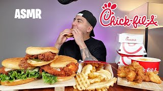 ASMR SMASHING ChickFilA Spicy Deluxe Sandwiches  Waffle Fries  Mac amp Cheese  Real Eating Sounds [upl. by Aniluj214]