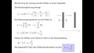 Plattenkondensator Herleitung der Kapazität mit der PoissonGleichung [upl. by Yremogtnom74]