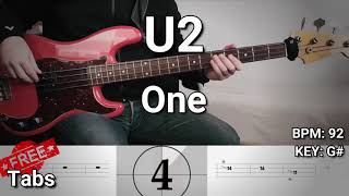 U2  One Bass Cover Tabs [upl. by Aniratak746]