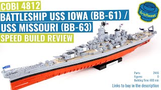 COBI 4812  BATTLESHIP USS IOWA BB61  USS MISSOURI BB63  Speed Build Review [upl. by Orag416]