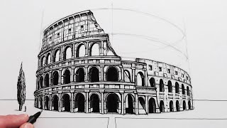 How to Draw The Colosseum in Perspective [upl. by Filip]