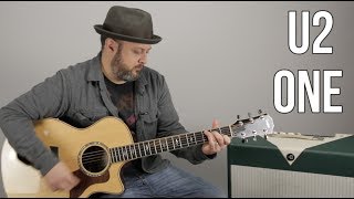 U2 quotOnequot Easy Acoustic Song Lesson For Guitar [upl. by Novah18]