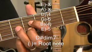 Guitar Chord Tutorial How To Play A Diminished 7th Chord Dim7 On Guitar EricBlackmonMusic [upl. by Jerusalem]