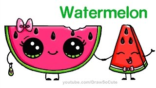 How to Draw Watermelon Easy  Cartoon Food [upl. by Nosylla]