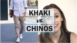 ASK THE STYLE GIRLFRIEND Khakis vs Chinos  Whats the difference between khakis amp chinos [upl. by Drallim502]