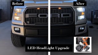 2016 Ford F150 LED HeadLight Bulb Conversion Before amp After [upl. by Reggi340]