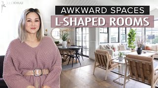 AWKWARD SPACES  LShaped Rooms Space Planning Tips [upl. by Lomax]