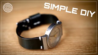 HANDMADE SIMPLE WATCH STRAP  LEATHERCRAFT DIY [upl. by Ranite838]