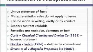 Misrepresentation Lecture 1 of 4 [upl. by Ydasahc]