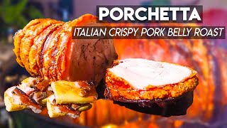 Homemade PORCHETTA  Italian Crispy Pork Belly Roast [upl. by Eisnil637]