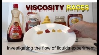 VISCOSITY RACES investigating the flow of liquids experiment [upl. by Mapel]